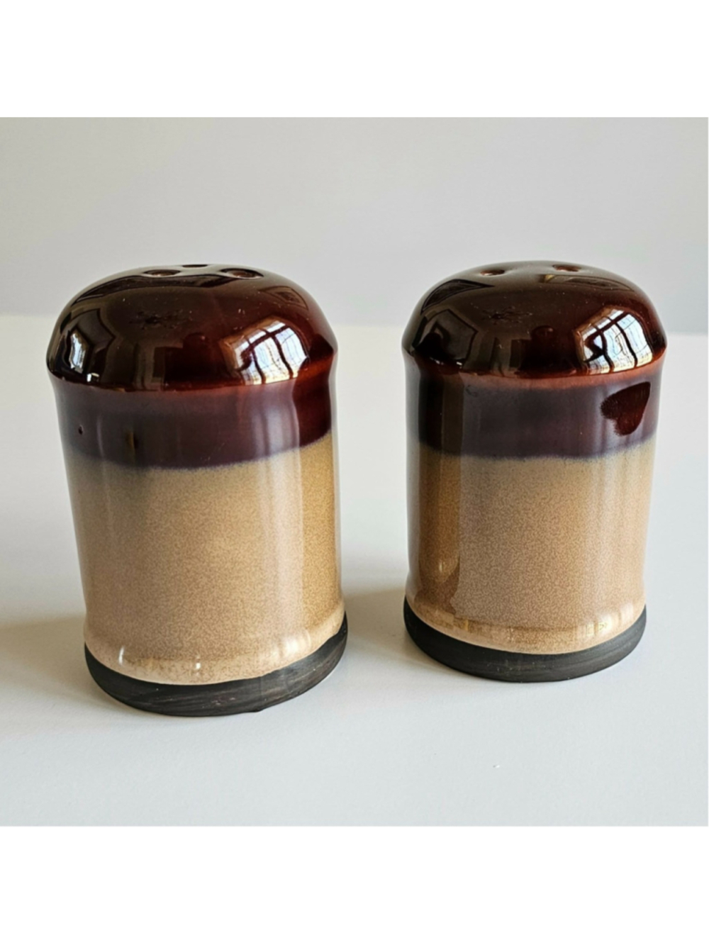 Vintage Sango Nova Brown Salt and Pepper Shakers - Mid-Century Modern Stoneware
